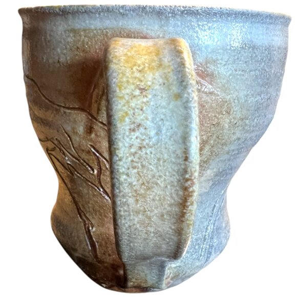 Pair of Handcrafted Pottery Mugs w Etched Cranes Anne Meyer - Picture 9 of 13